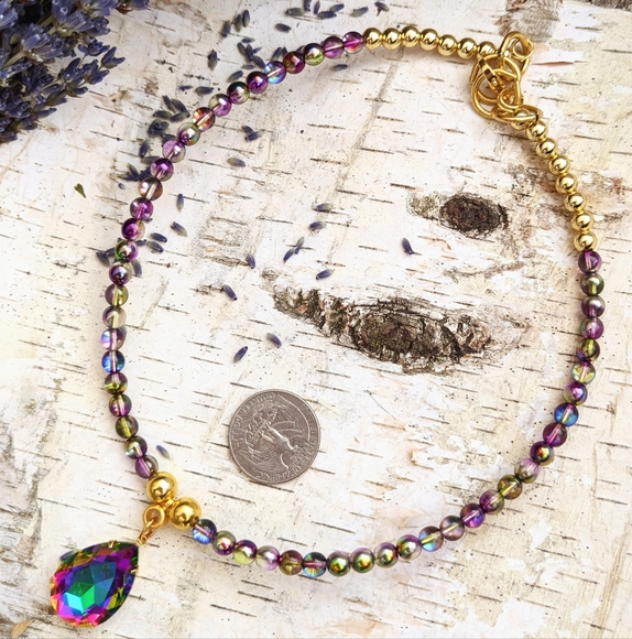 Volcano Beads And Volcano / Vitrail Pendant Necklace - Picture 7 of 8